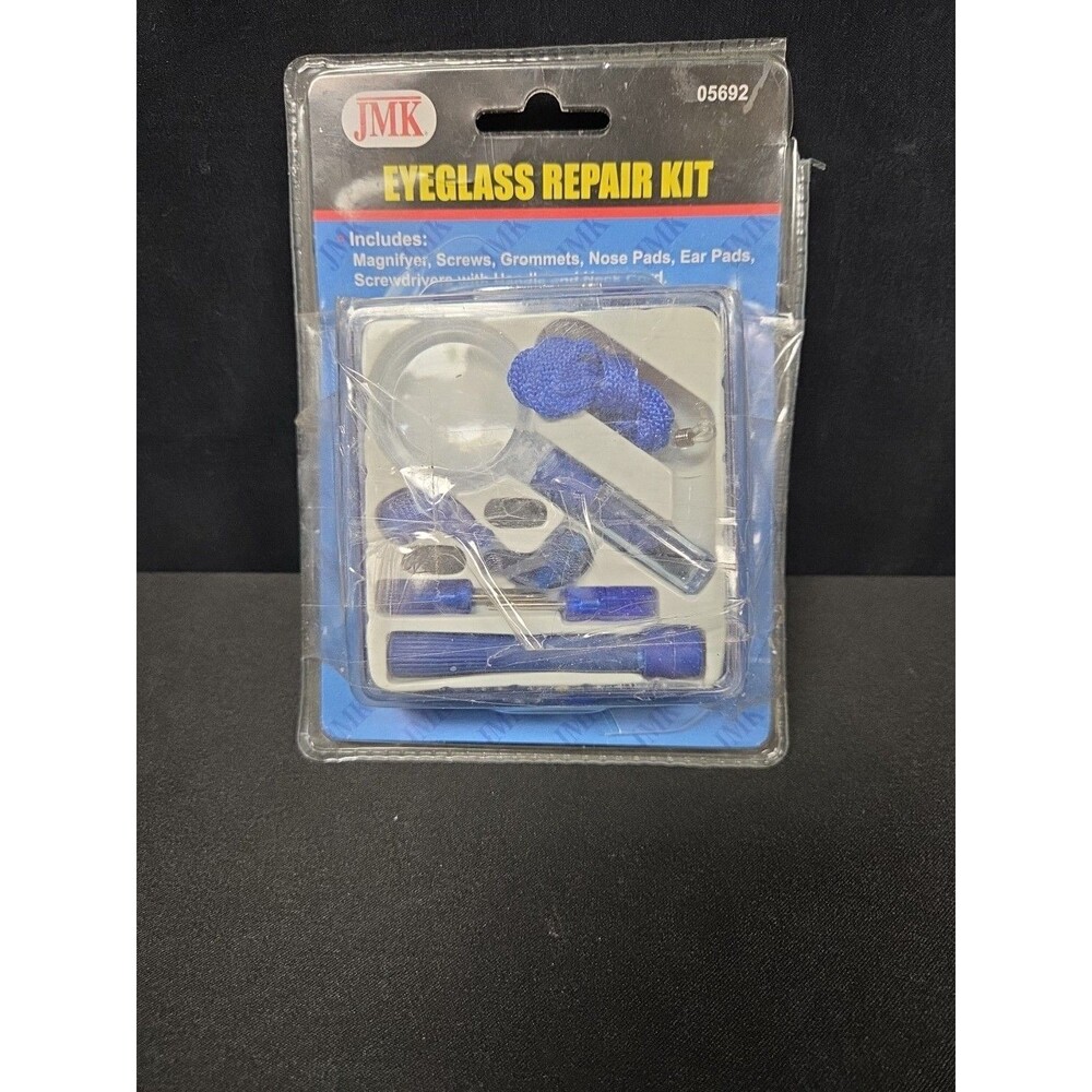 JMK Eyeglass Repair Kit with Screws, Nose Pads Screwdrive Magnifyer 05692  Open